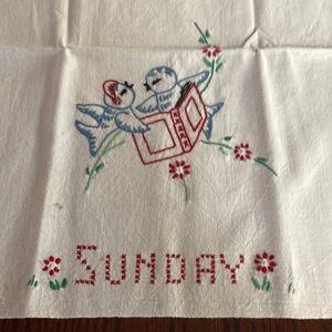 Vintage embroidered tea towel